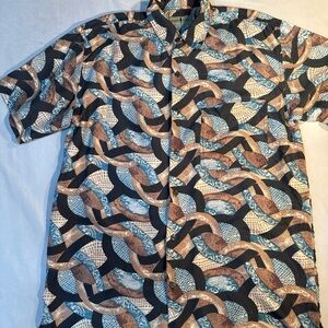 Vintage Robert Stock Men's silk Patterned Short Sleeve Shirt